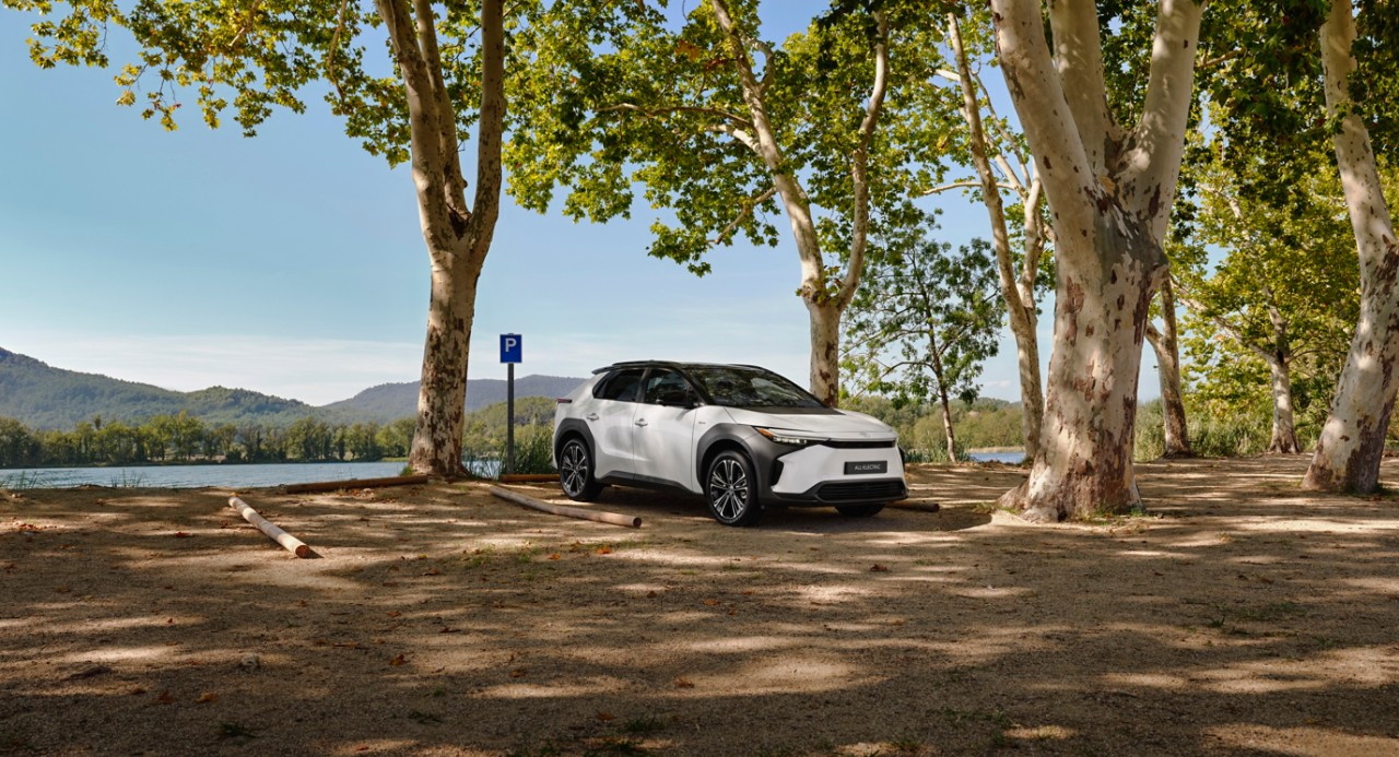 The Battery Electric Toyota bZ4X in the countryside