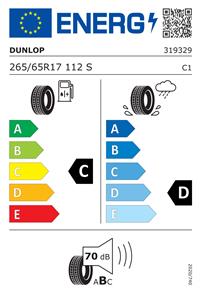 Efficiency label - DUNLOP, GRANDTREK AT20 265/65R17 